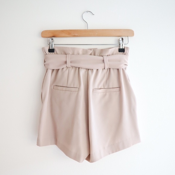 Sash-Tie Front High Waisted Shorts - Cream, XS - Picture 2 of 5